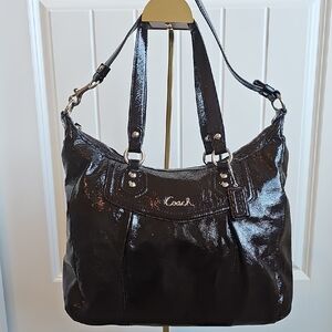 COACH Mahogany  Patent Leather Ashley Shoulder Bag 20451
